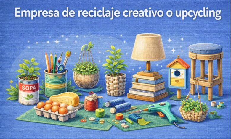 Empresa de reciclaje creativo o upcycling: convertir residuos en valor sostenible
