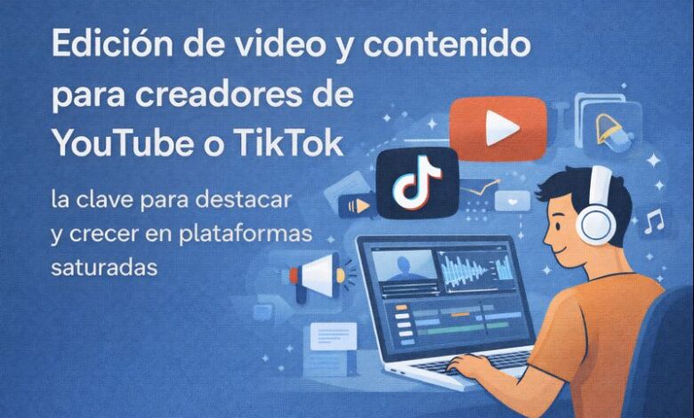 Edición de vídeo y contenido para creadores de YouTube o TikTok: cómo destacar y crecer en plataformas saturadas